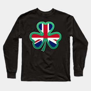 British Flag for st patricks day, Irish Shamrock Long Sleeve T-Shirt